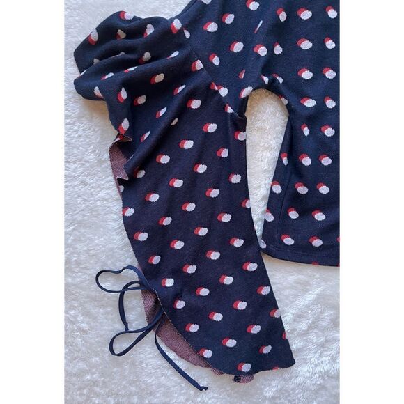 BCBGeneration Blue, Red & White Polka Dot Flutter Sleeves Mock Neck Crop Top - Picture 10 of 16